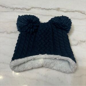 Newborn Baby Boy Winter Hat Knit Pom Poms Lined Warm